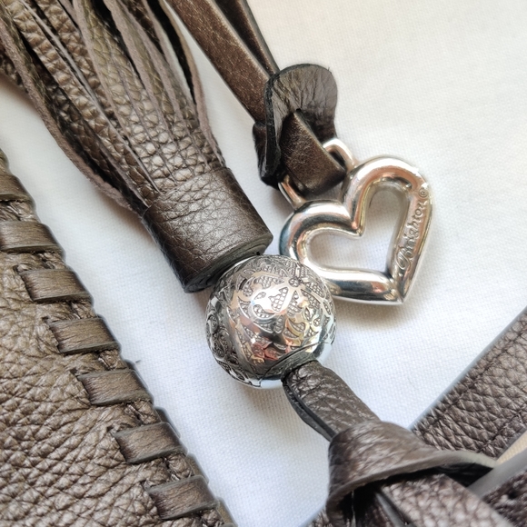 Brighton Leather Gabriella Medallion Tote Bag Retired Design Rare Pewter - Picture 6 of 10